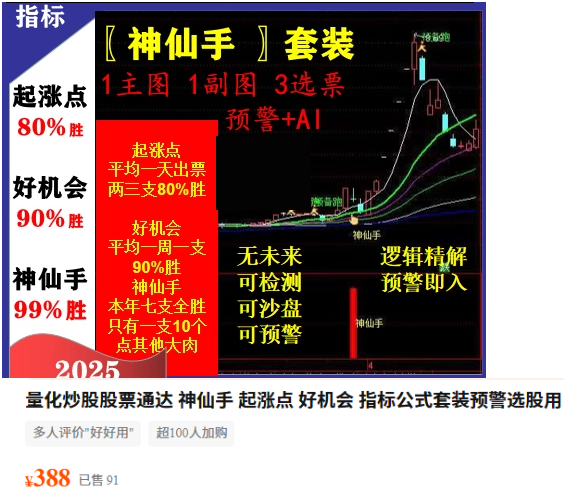 物超所值！【神仙手】指标套装1主1副3选：超跌反弹 + 底部启动 + 洗盘续涨，精准抓机会